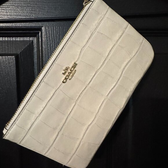 Coach Croc Embossed Wristlet with Gold Accents - Picture 1 of 3